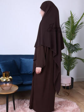 Cape, Khimar 2 en 1 - modèle pointu - Tissu Microfibre - marron